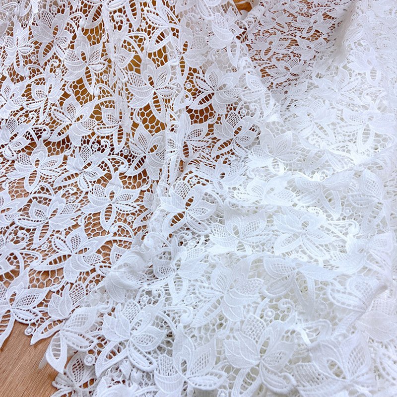 Lace Fabric Milk Silk Double Edge Polyester for Apparel Wholesale Supp 4